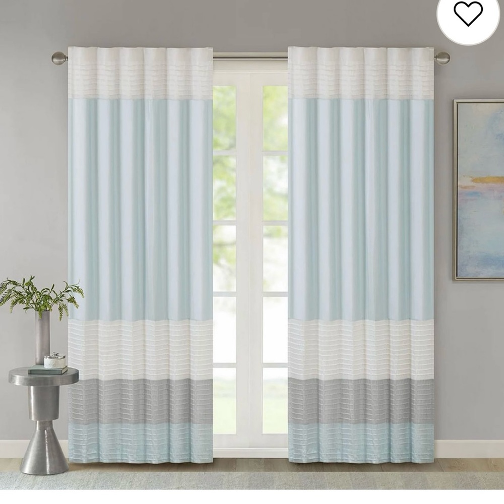 Madison Park Light Blue and Gray Curtains